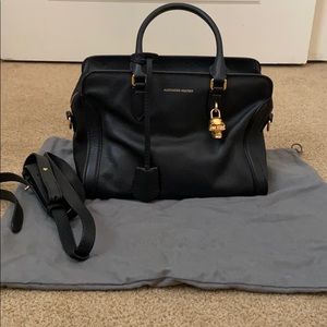 Alexander McQueen Black Padlock Zip Shoulder Bag